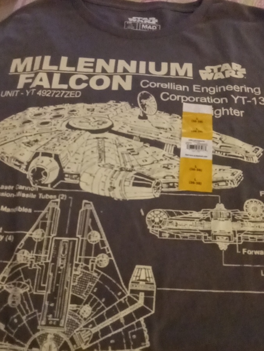 Millennium Falcon Star Wars Graphic Tee - Gray & Cream